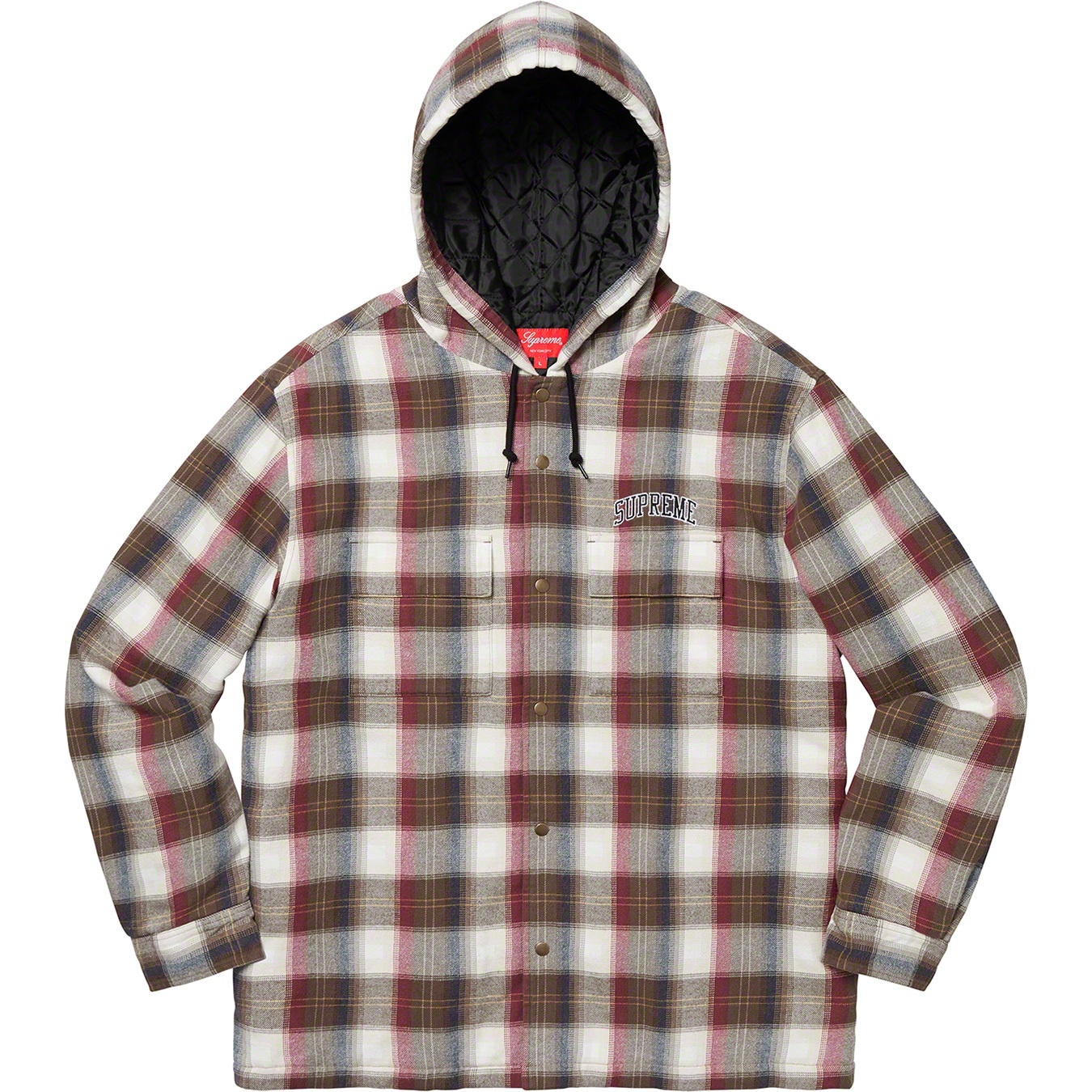 Quilted Hooded Plaid Shirt view 7